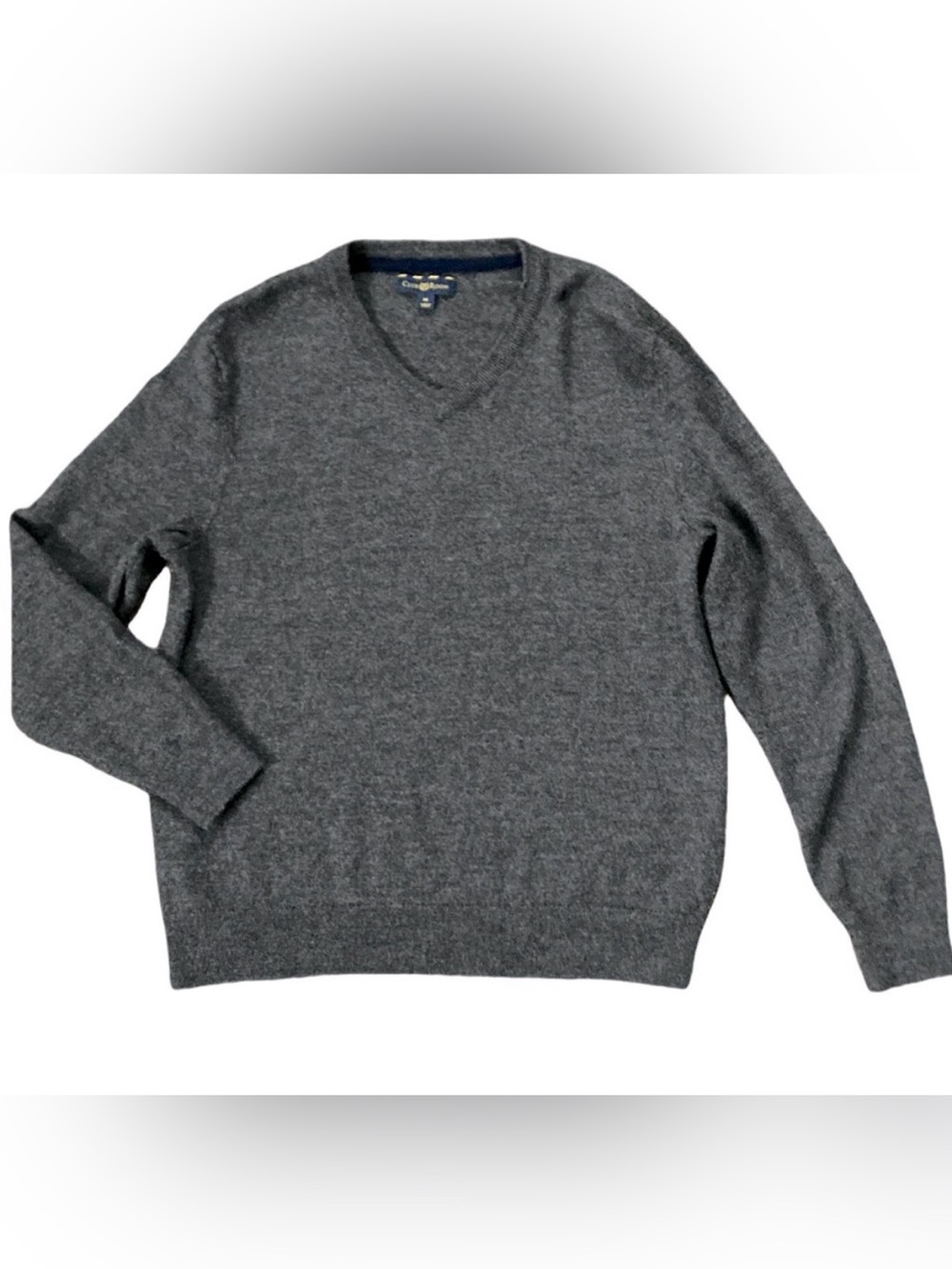 Merino Club Room Medium Wool Blend Dark Grey V-Neck Sweater EUC